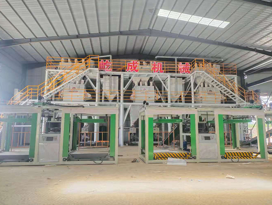三聯(lián)機干混砂漿成套設(shè)備現(xiàn)場